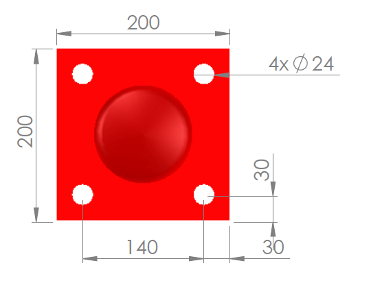 Anfahrschutzpfosten Ø 114 mm – 1000 mm, rot-weiß, mit Fußplatte - Verkehrswelt-24.de