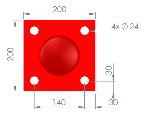 Anfahrschutzpfosten Ø 114 mm – 1000 mm, rot-weiß, mit Fußplatte - Verkehrswelt-24.de