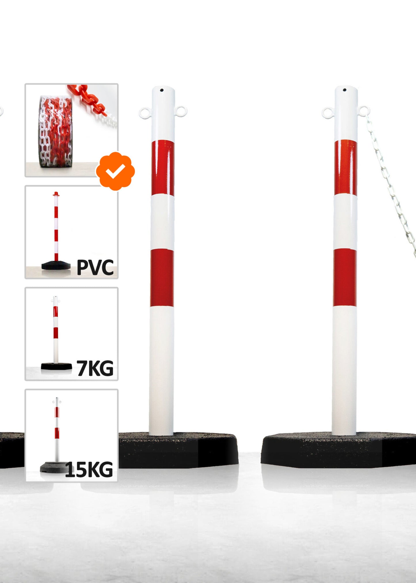 Kettenständer Komplettset – Absperrung mit 25 m Kette & Pfosten