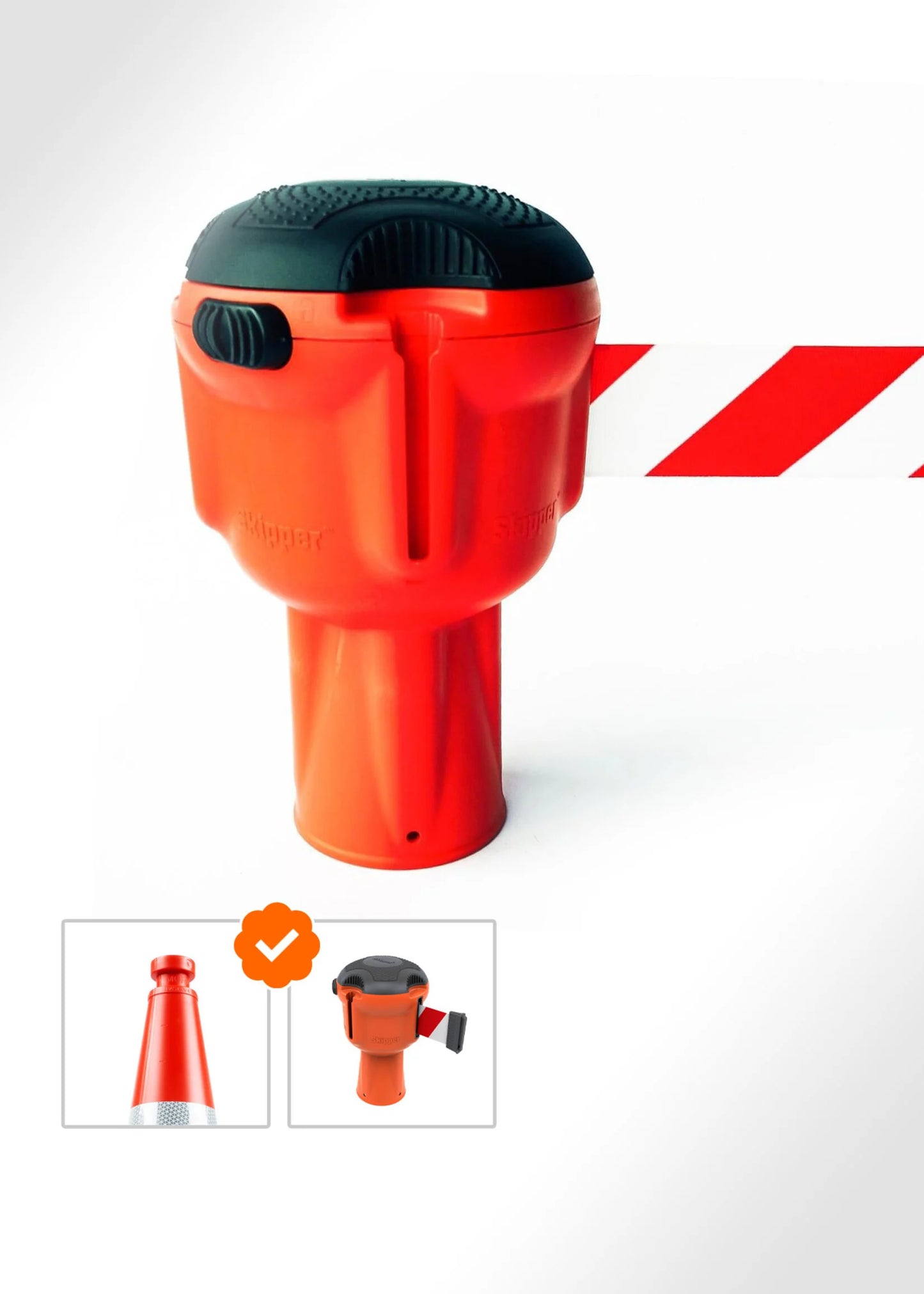 Skipper Absperrbandhalter 9 m Rot-Weiß für Kegel & Pfosten
