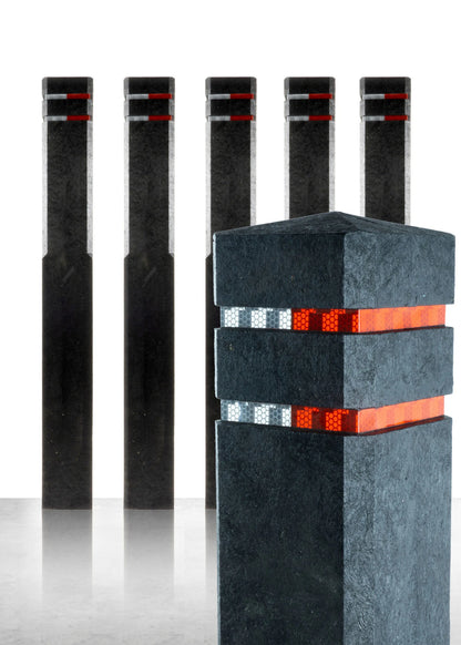 Absperrpfosten 140 cm – 5er-Set aus recyceltem Kunststoff, rot-weiß
