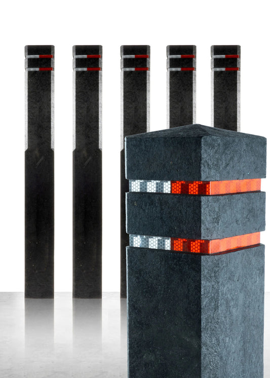 Absperrpfosten 140 cm – 5er-Set aus recyceltem Kunststoff, rot-weiß