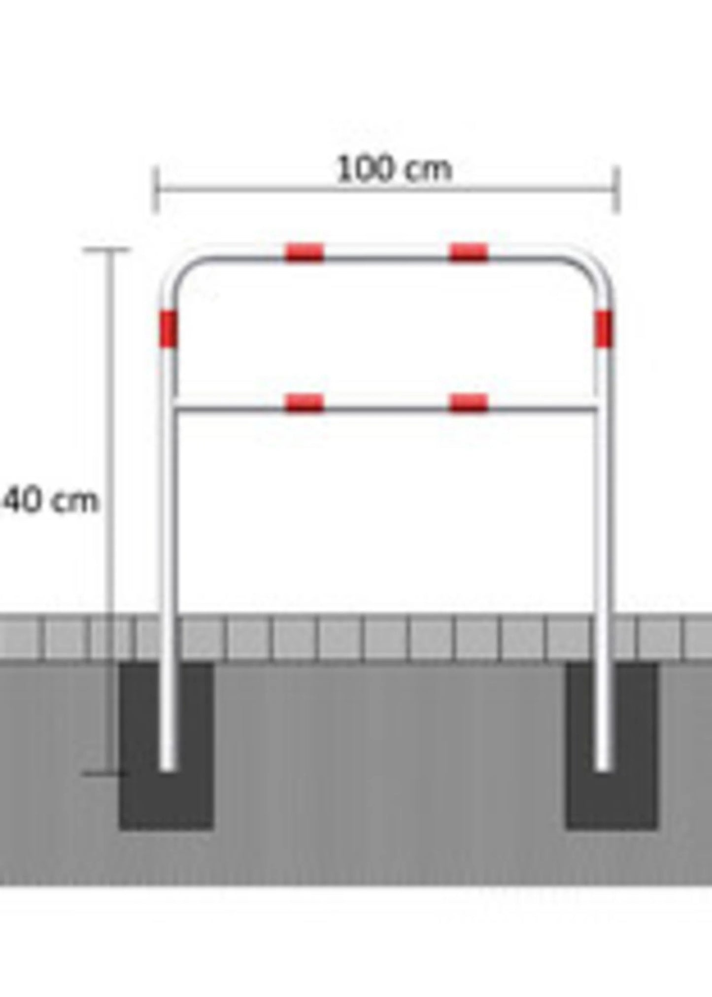 Rohrbügel Stahl Rot-Weiß 100 cm x 140 cm