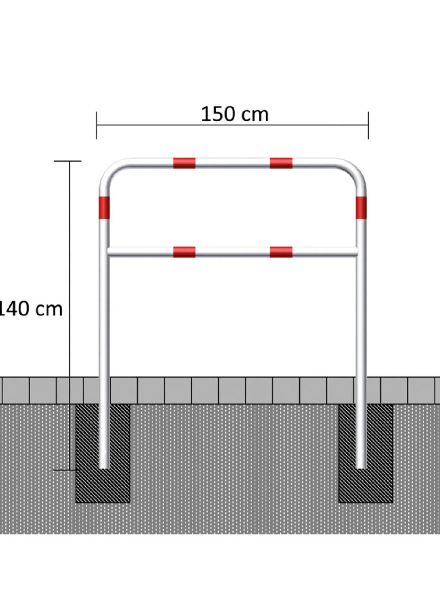 Rohrbügel Rot-Weiß 150 cm x 140 cm