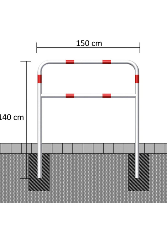 Rohrbügel Rot-Weiß 150 cm x 140 cm