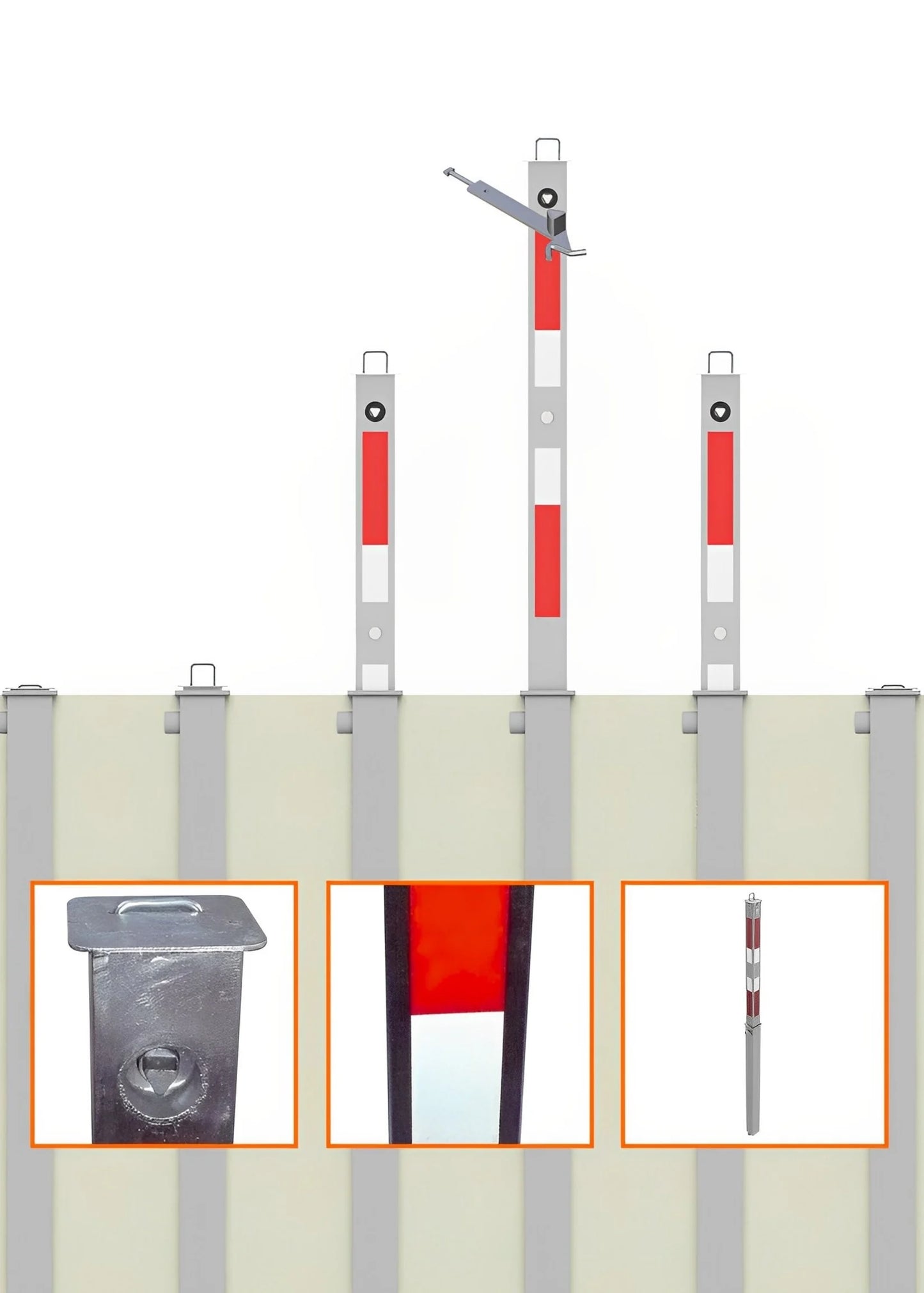 Manuell versenkbarer Parkpfosten 90 cm – Mit Schloss & Bodenhülse