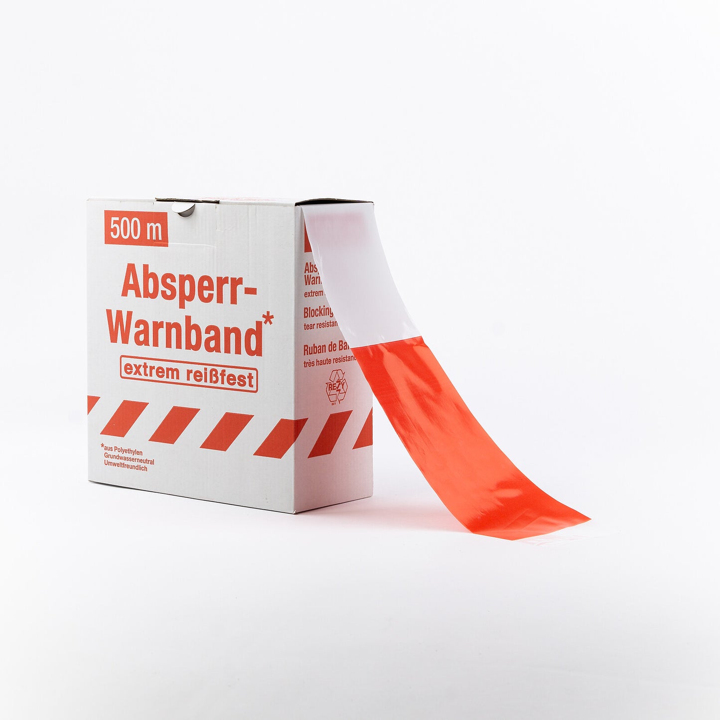 Absperrband Gelb-Schwarz / Rot-Weiß – 500 m Rolle