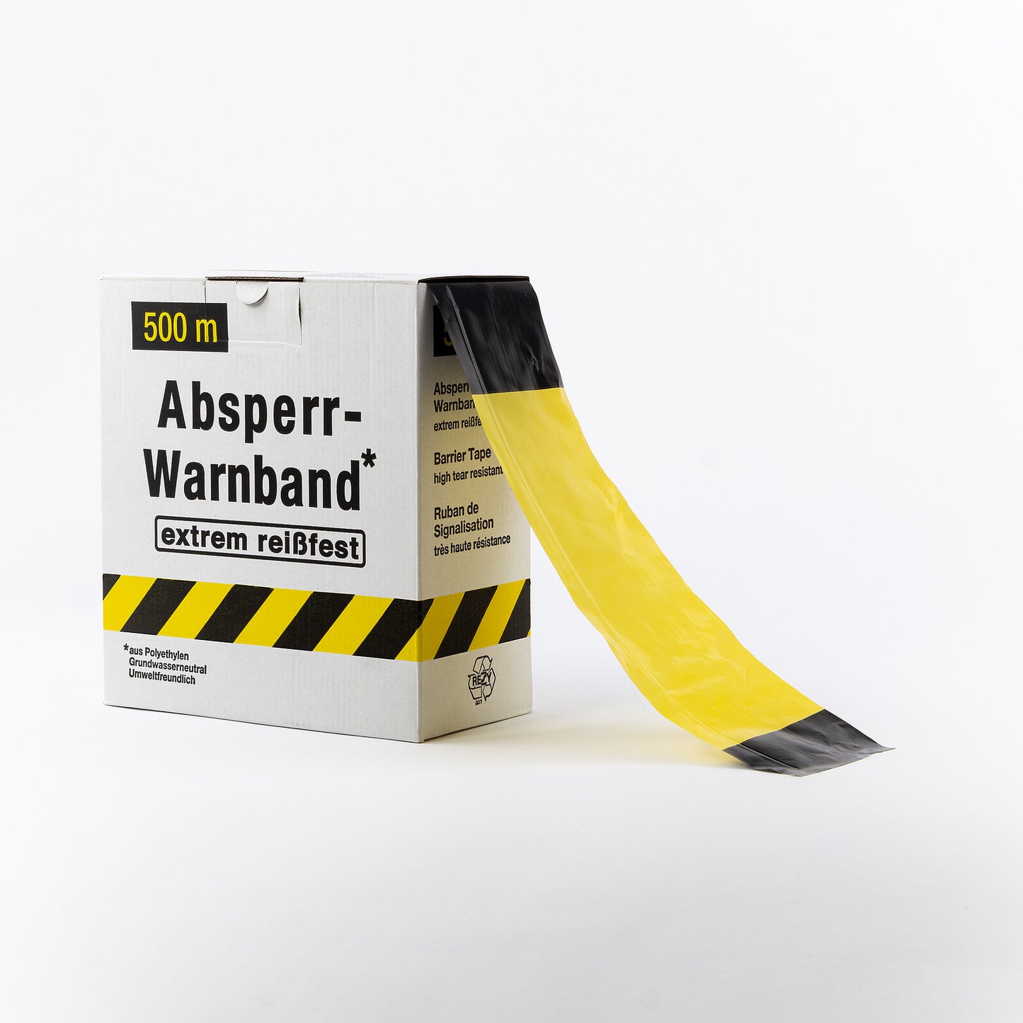 Absperrband Gelb-Schwarz / Rot-Weiß – 500 m Rolle