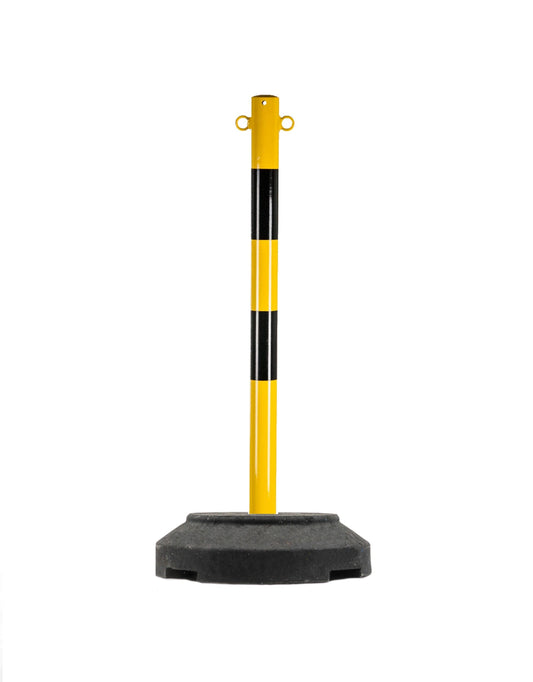 Kettenpfosten Metall Gelb-Schwarz + Fuß 15KG