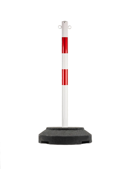 Kettenpfosten Metall Rot-Weiß + Fuß 15KG