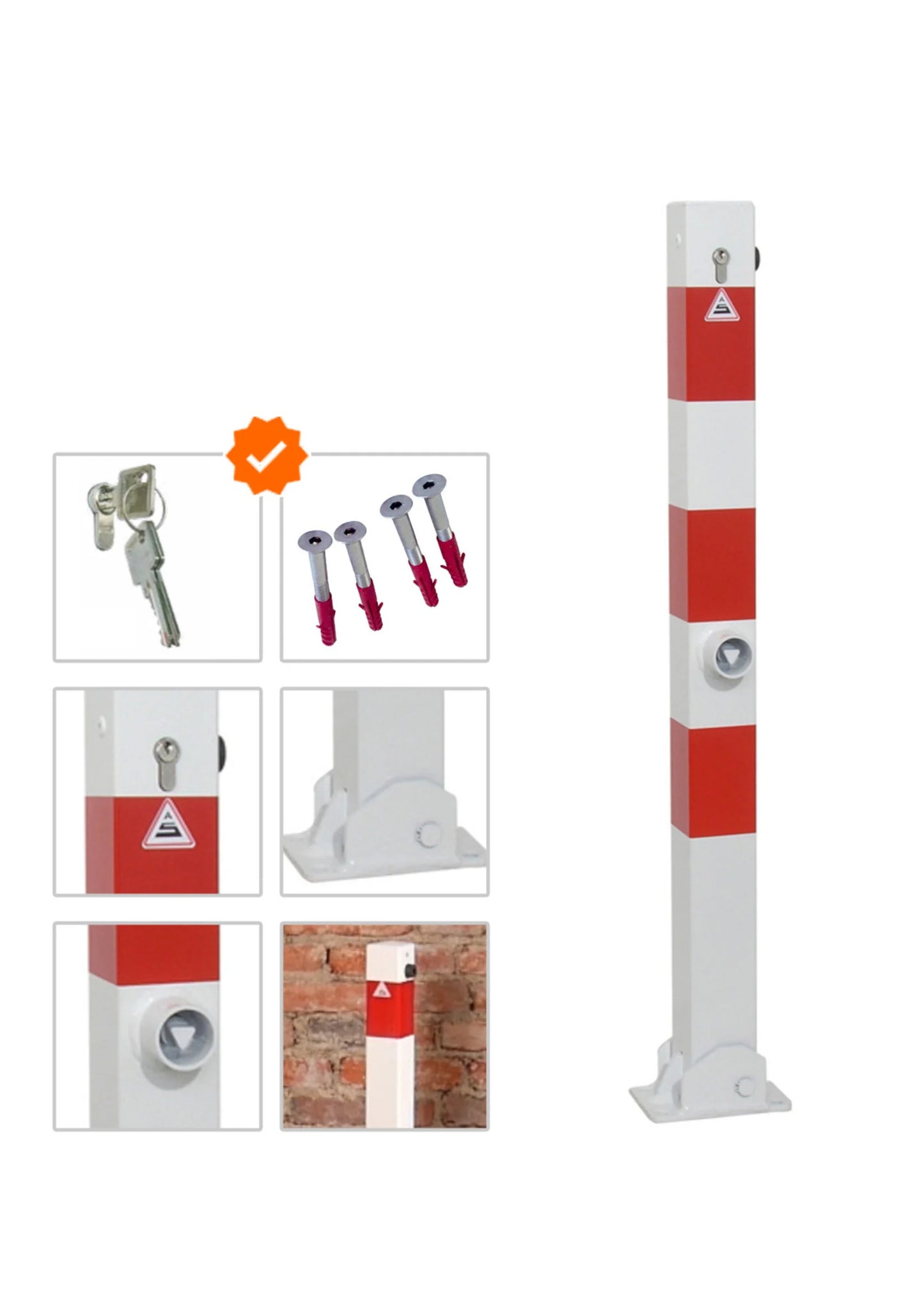 Klappbarer Absperrpfosten 90 cm – Mit Zylinderschloss & Dreikantschloss